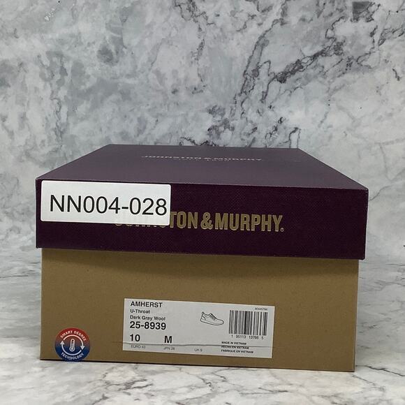 Johnston & Murphy Mens 10M Dark Gay Wool Leather Amherst U Throat Shoes N4-28 - Picture 9 of 9